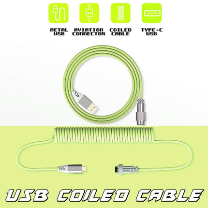 USB Coiled Cable | Double-Sleeved Mechanical Keyboard Wire | Detachable Metal Aviator
