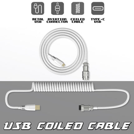 USB Coiled Cable | Double-Sleeved Mechanical Keyboard Wire | Detachable Metal Aviator