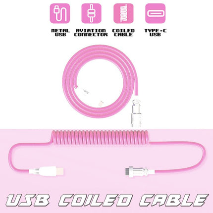 USB Coiled Cable | Double-Sleeved Mechanical Keyboard Wire | Detachable Metal Aviator