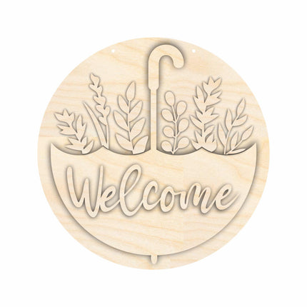 Unfinished Wood Welcome Spring Door Sign Kit | Wood Craft Cutouts | 1/4" Thick |