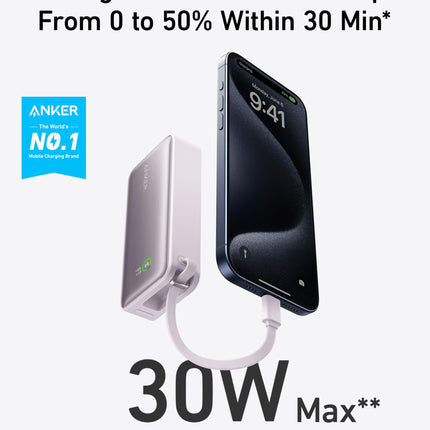 Anker Nano Power Bank (30W, Built-In USB-C Cable)