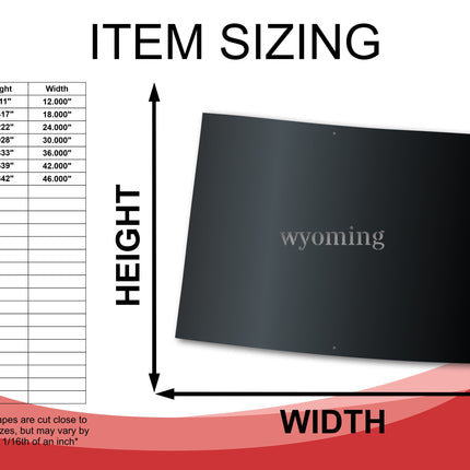Metal Wyoming Wall Art - Custom Metal US State Sign - 14 Color Options